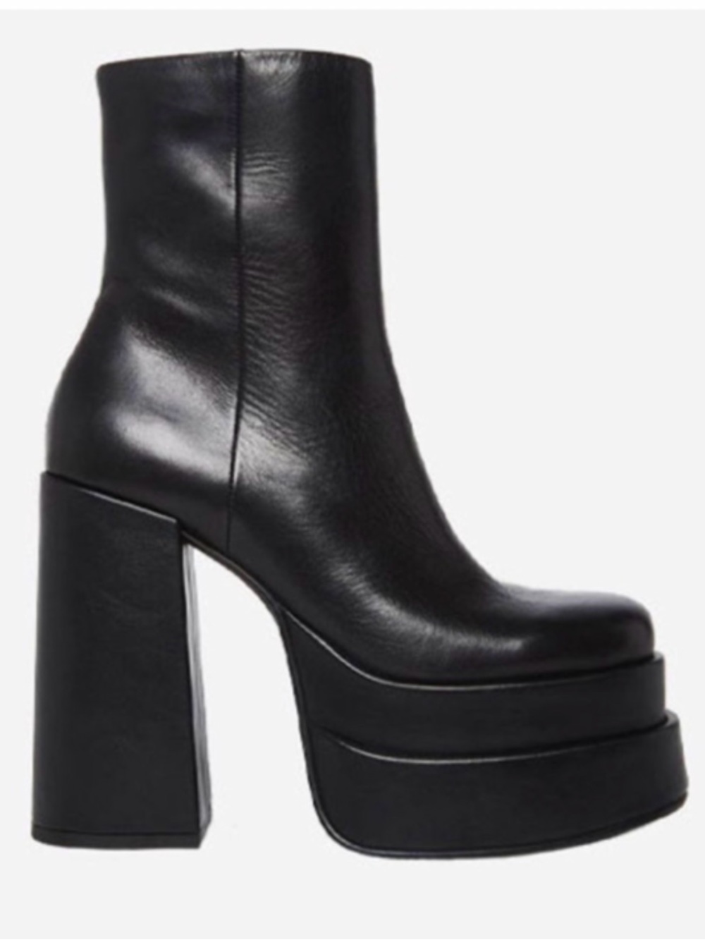 Cobra Black Leather Platform Ankle Boots Chunky Block Heel Size 8.5